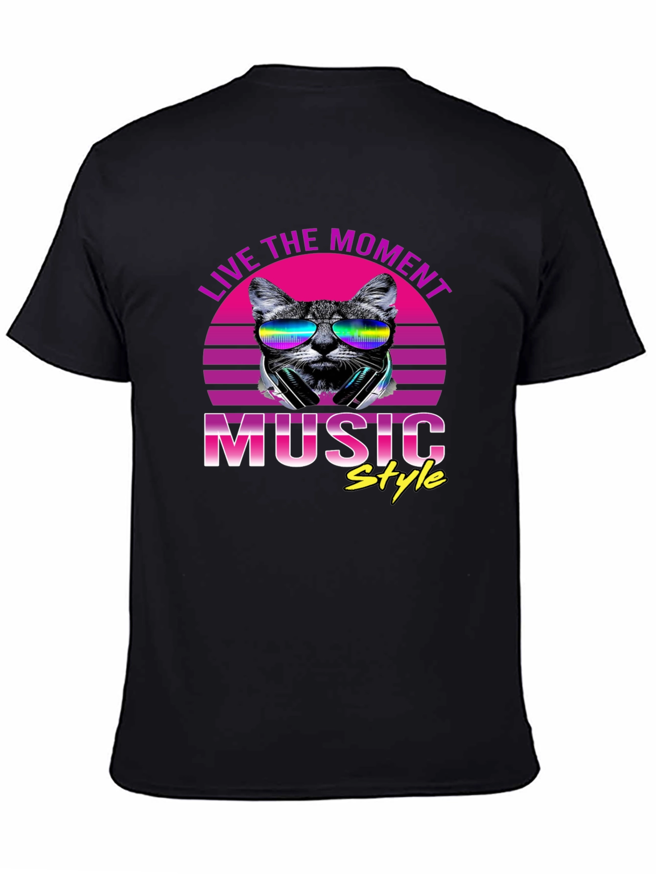 Retro Cat Music Style T-Shirt