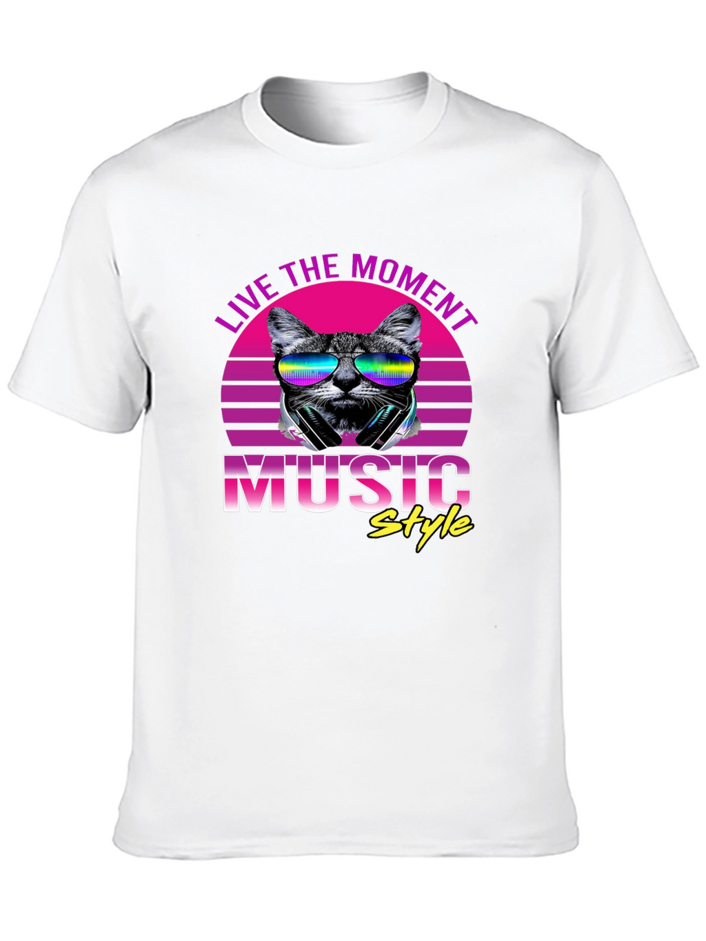 Retro Cat Music Style T-Shirt