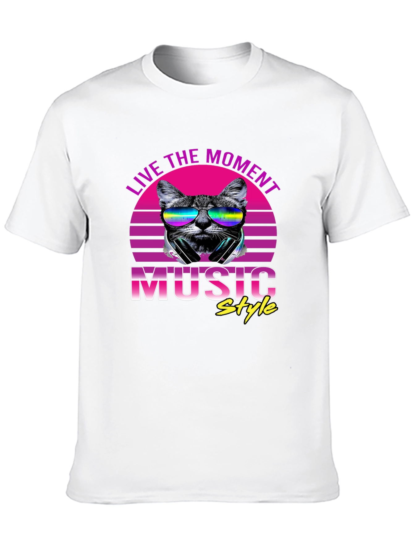 Retro Cat Music Style T-Shirt
