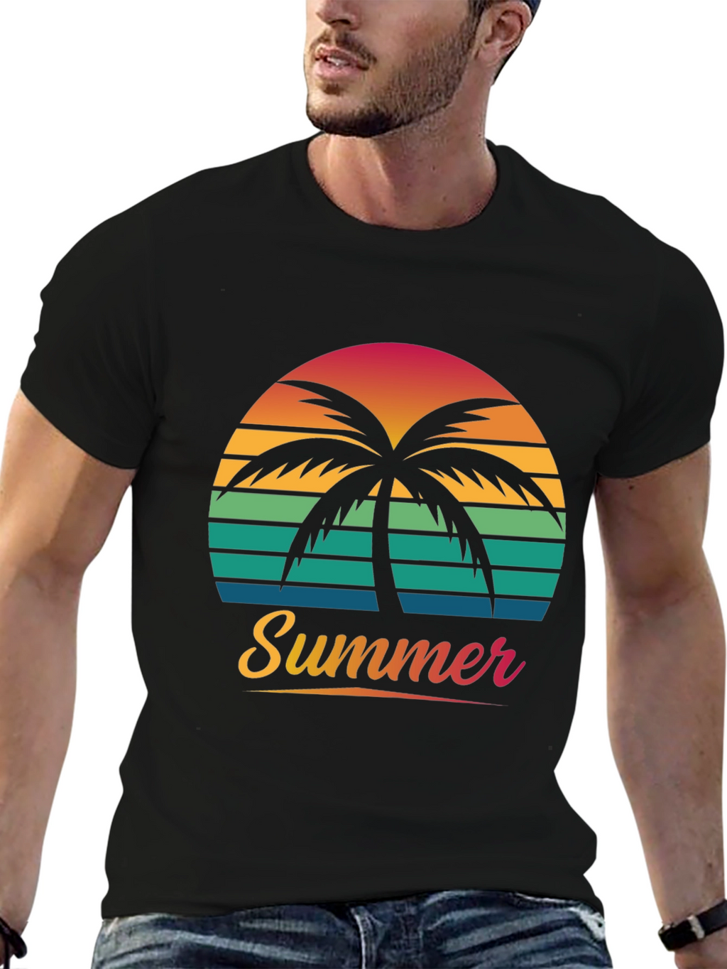 Summer Palm Sunset Graphic Tee