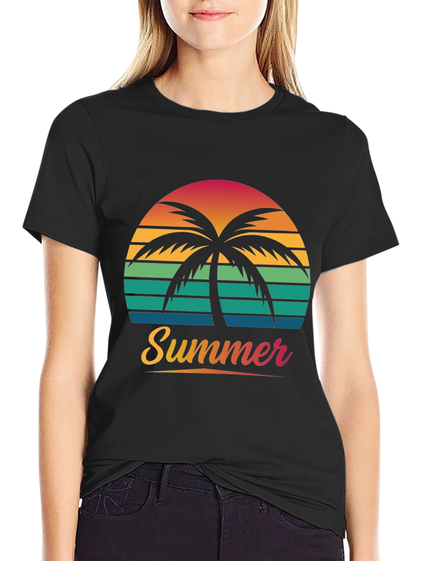 Summer Palm Sunset Graphic Tee