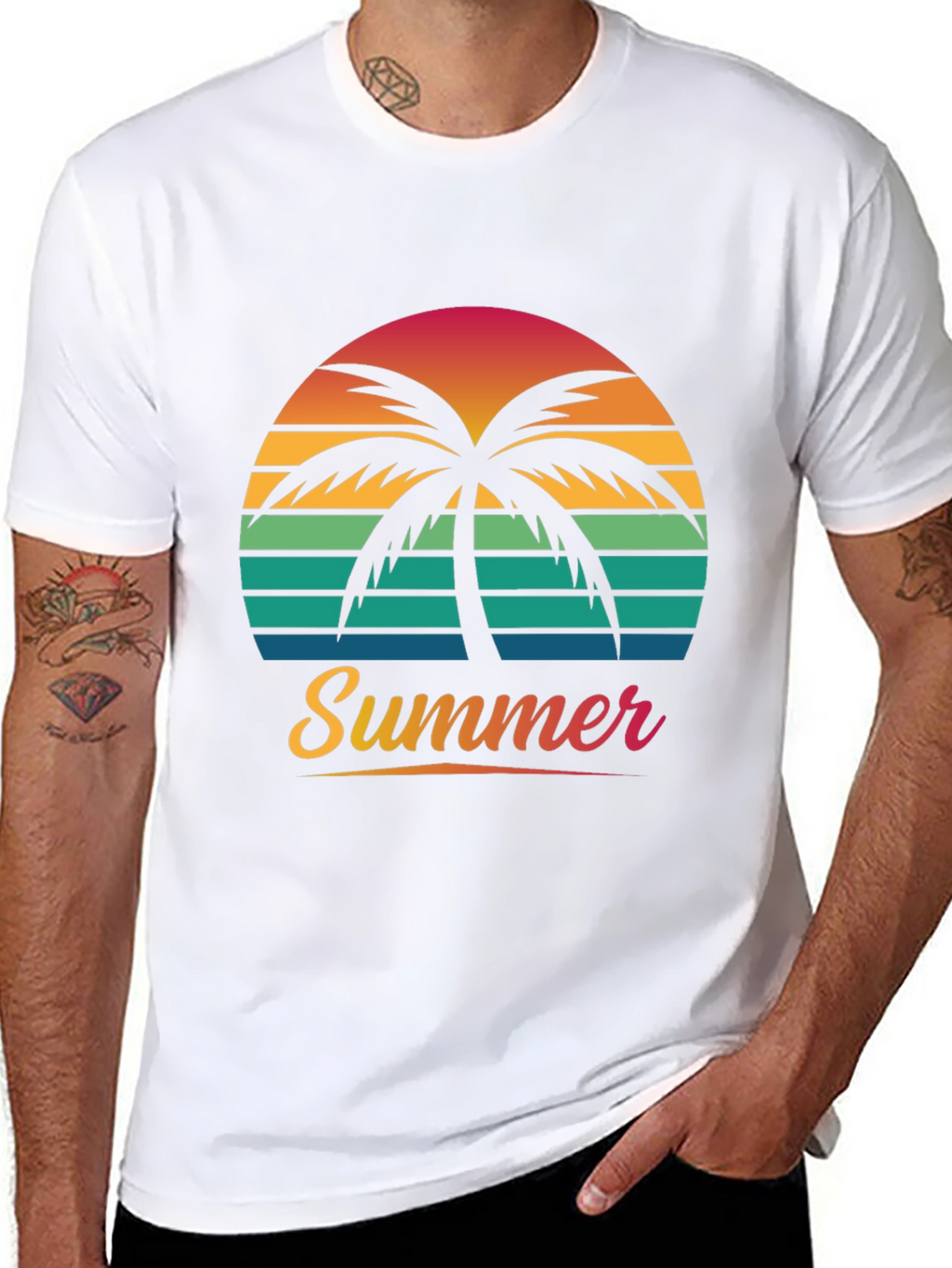 Summer Palm Sunset Graphic Tee