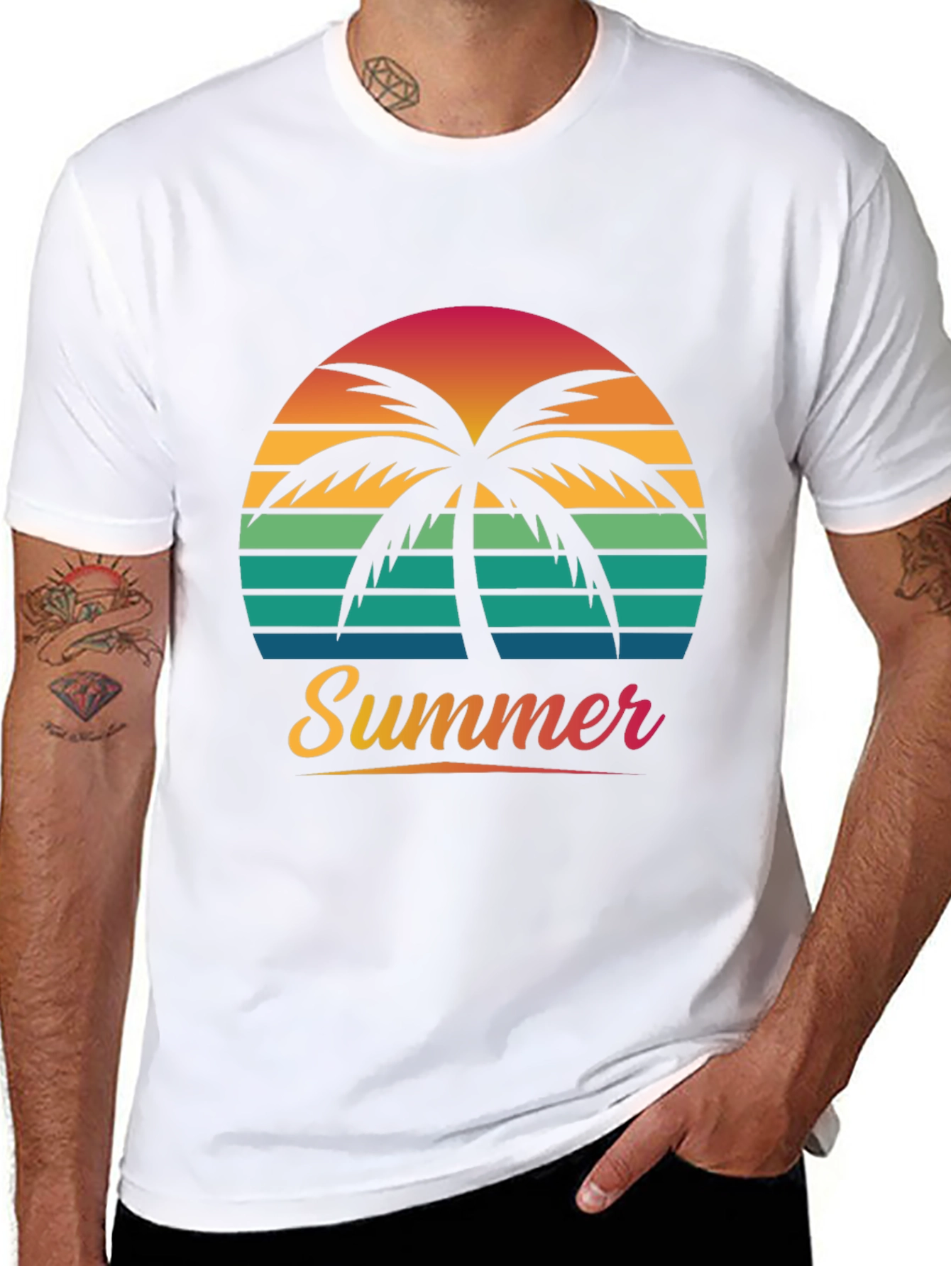 Summer Palm Sunset Graphic Tee