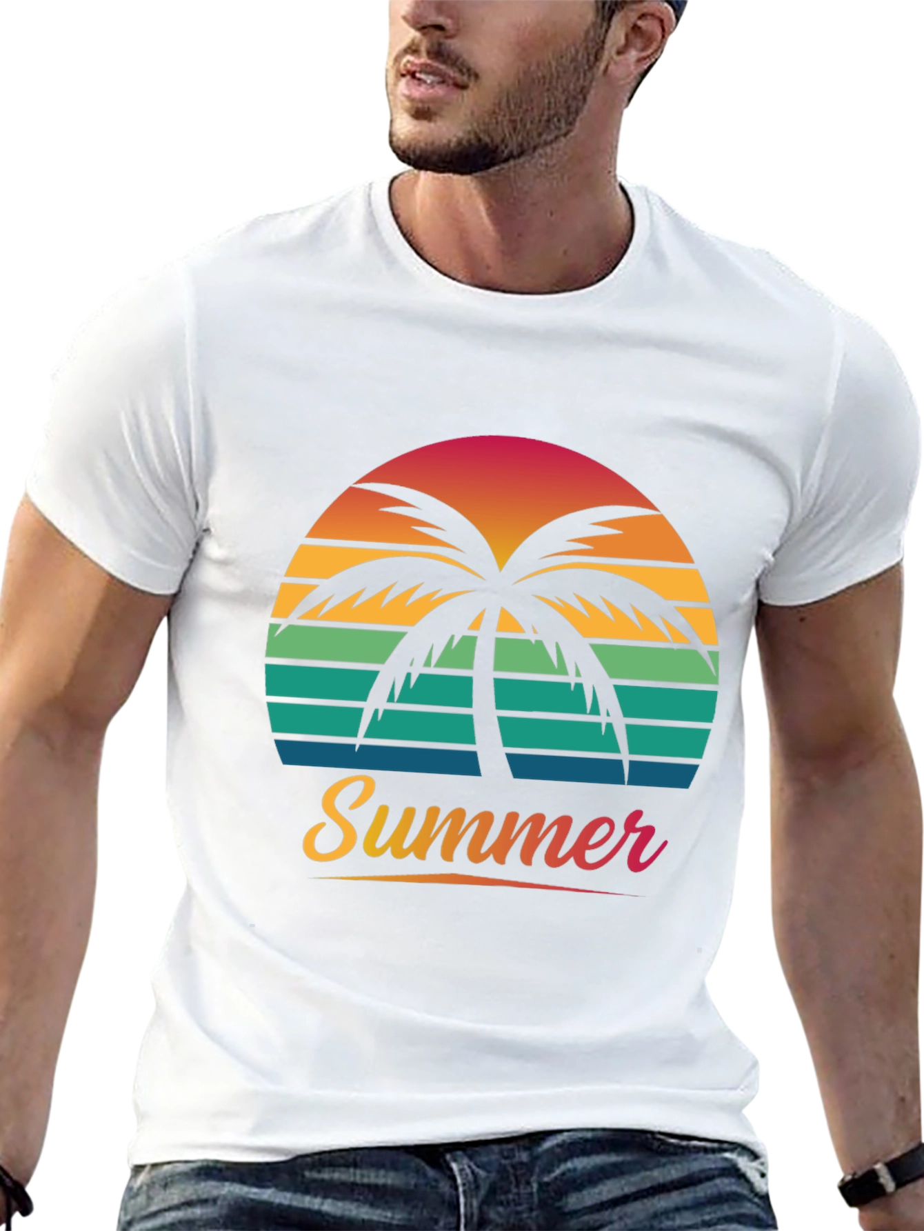 Summer Palm Sunset Graphic Tee