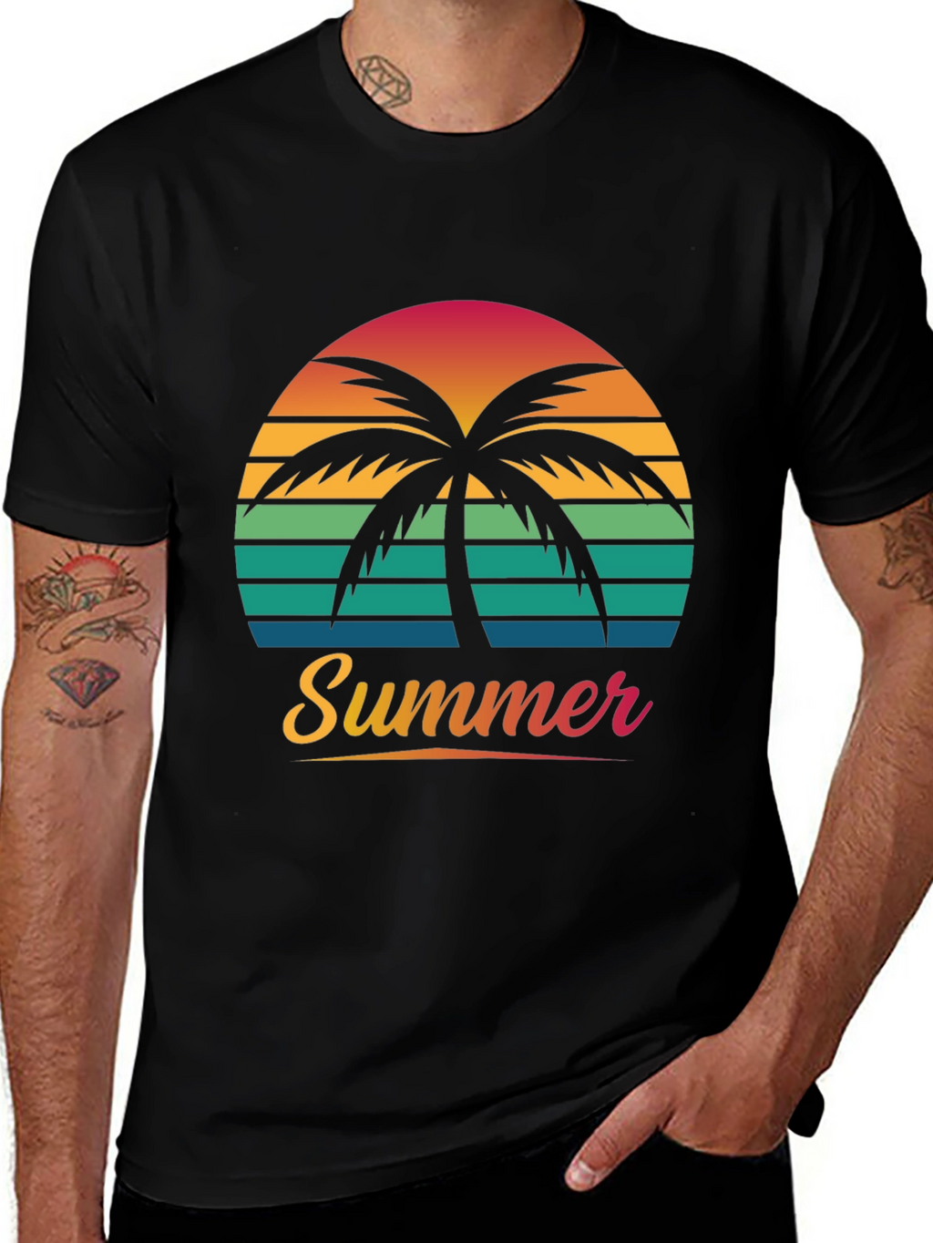 Summer Palm Sunset Graphic Tee