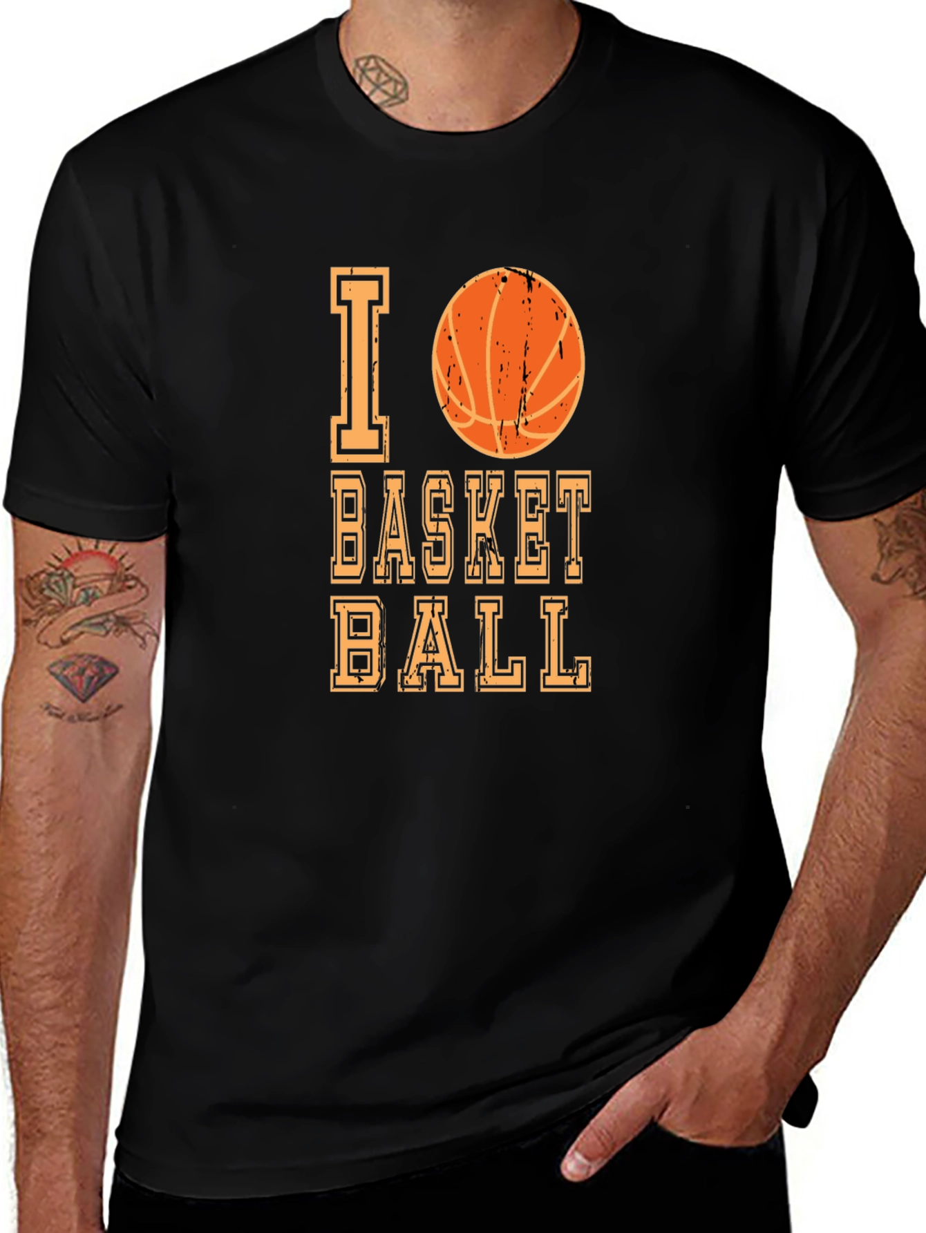 I Love Basketball Graphic T-Shirt - Casual Tee