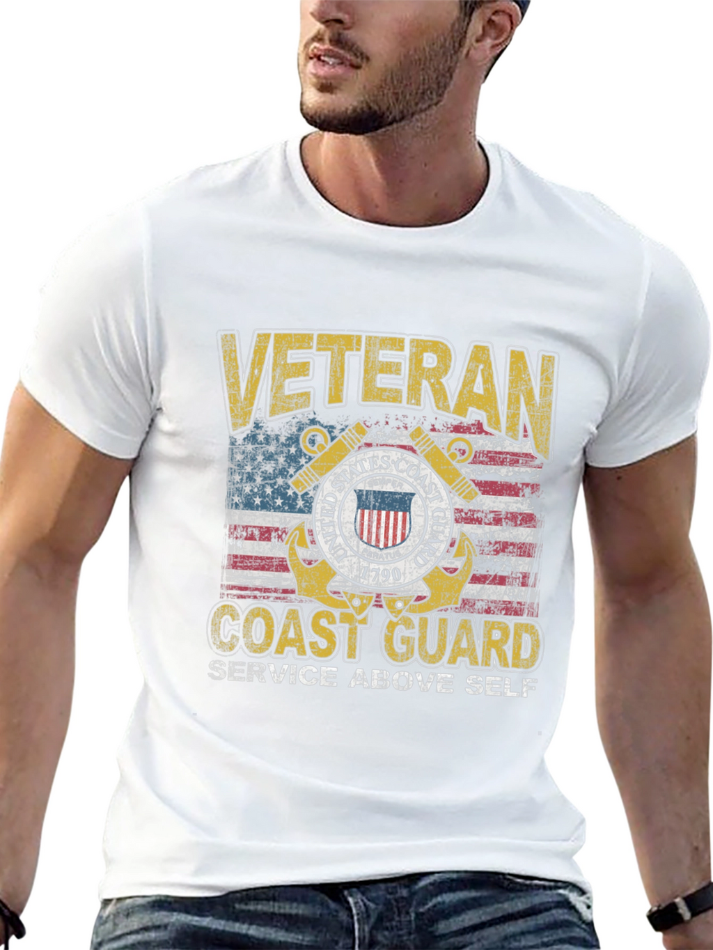 Veteran Coast Guard Distressed Graphic Tee