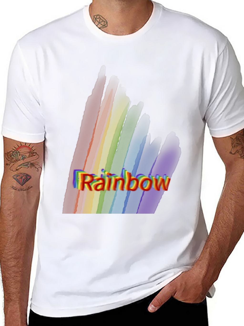 Rainbow Graphic Print Black T-Shirt