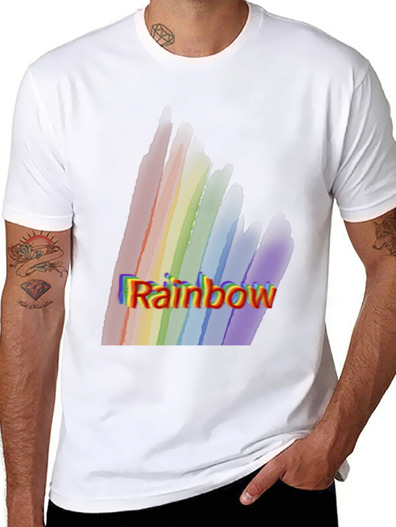 Rainbow Graphic Print Black T-Shirt