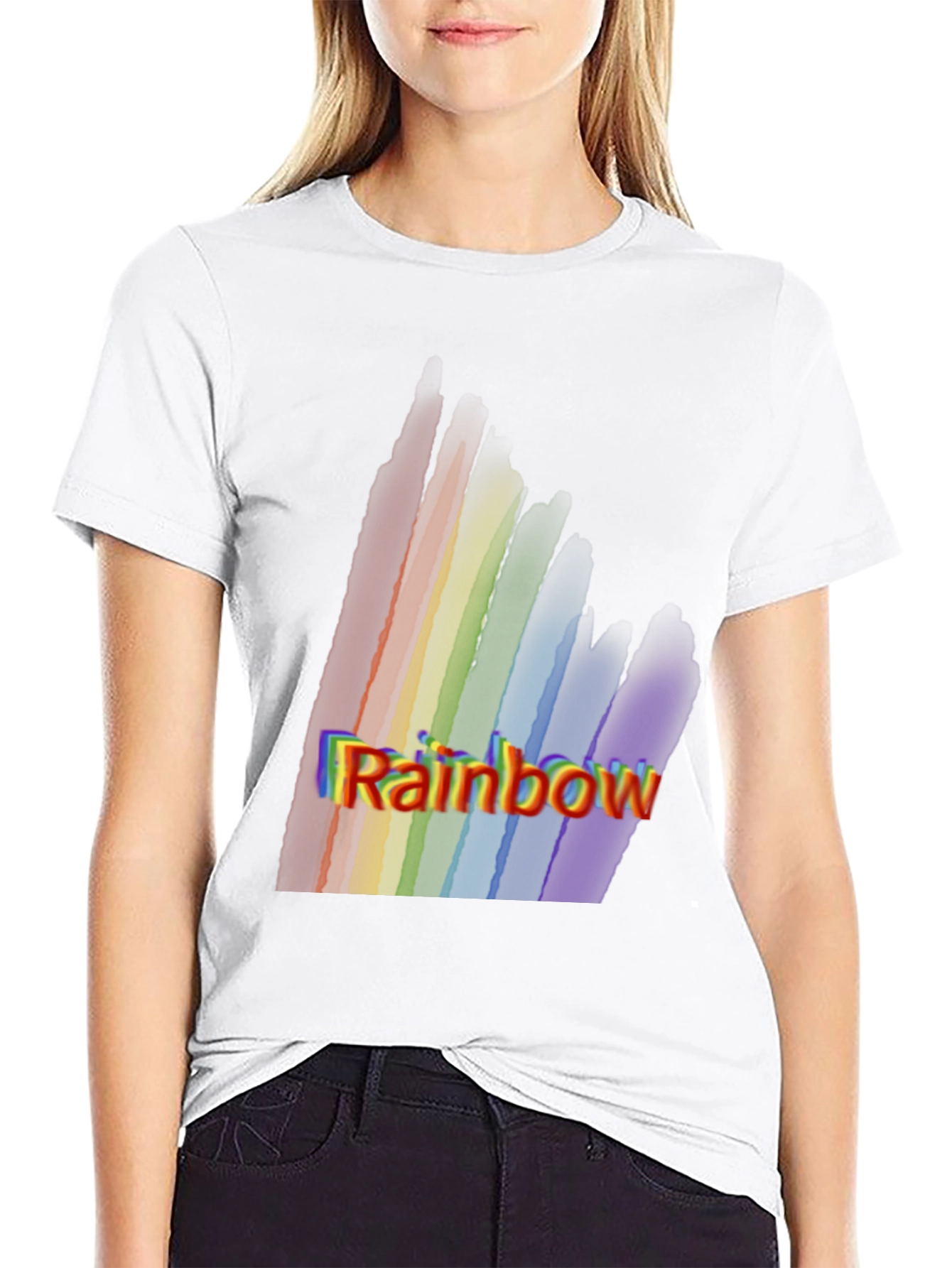 Rainbow Graphic Print Black T-Shirt