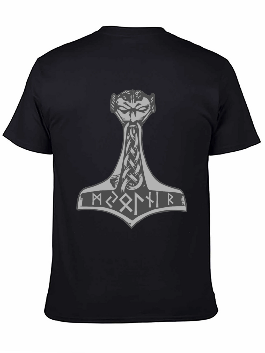 Thor Hammer Graphic Tee - Viking Runes Design