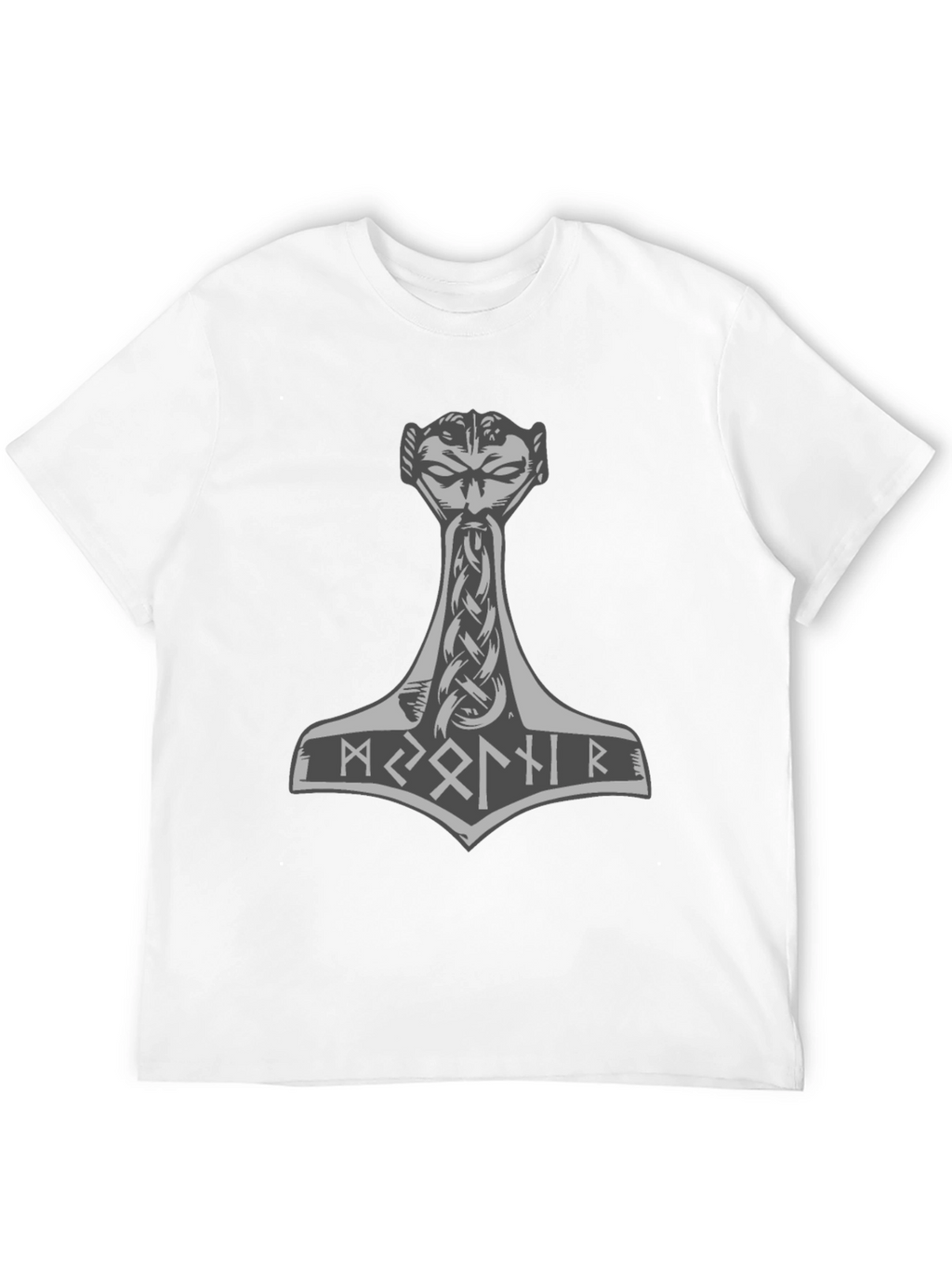 Thor Hammer Graphic Tee - Viking Runes Design