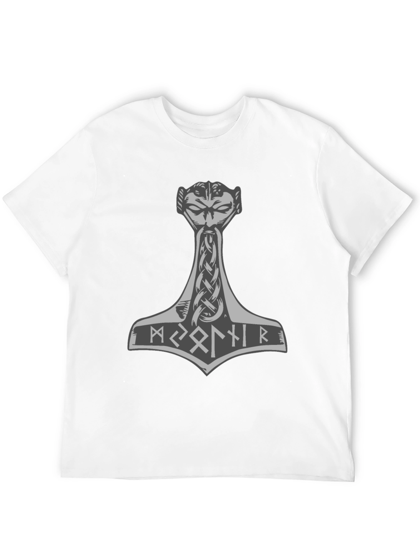 Thor Hammer Graphic Tee - Viking Runes Design