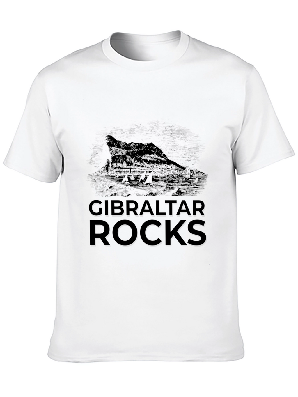 Gibraltar Rocks Graphic Tee - Black Cotton Casual T-Shirt