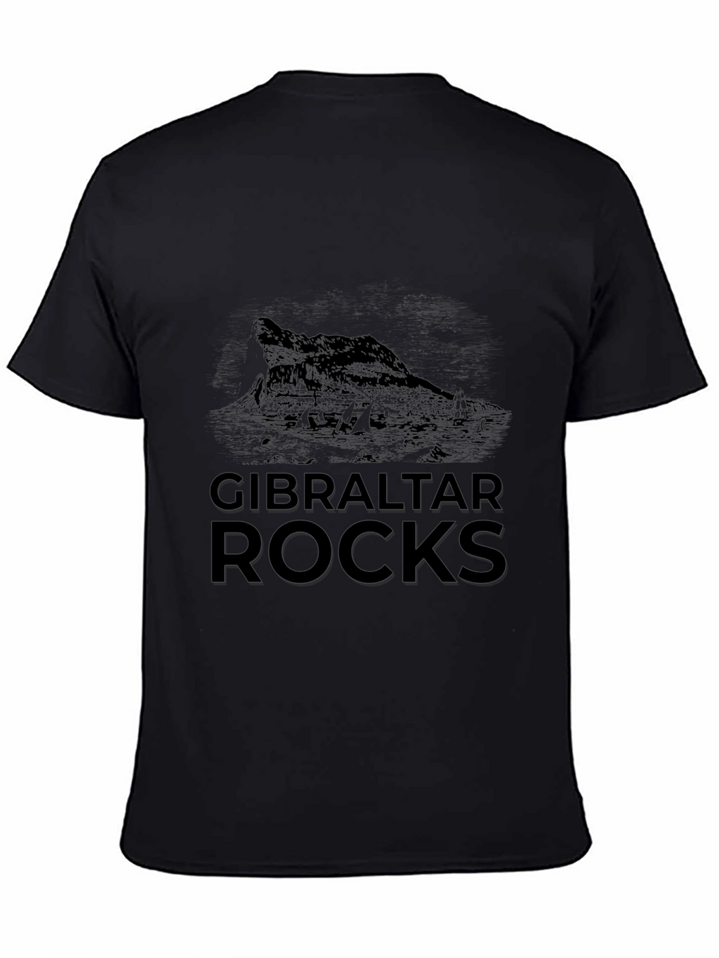 Gibraltar Rocks Graphic Tee - Black Cotton Casual T-Shirt