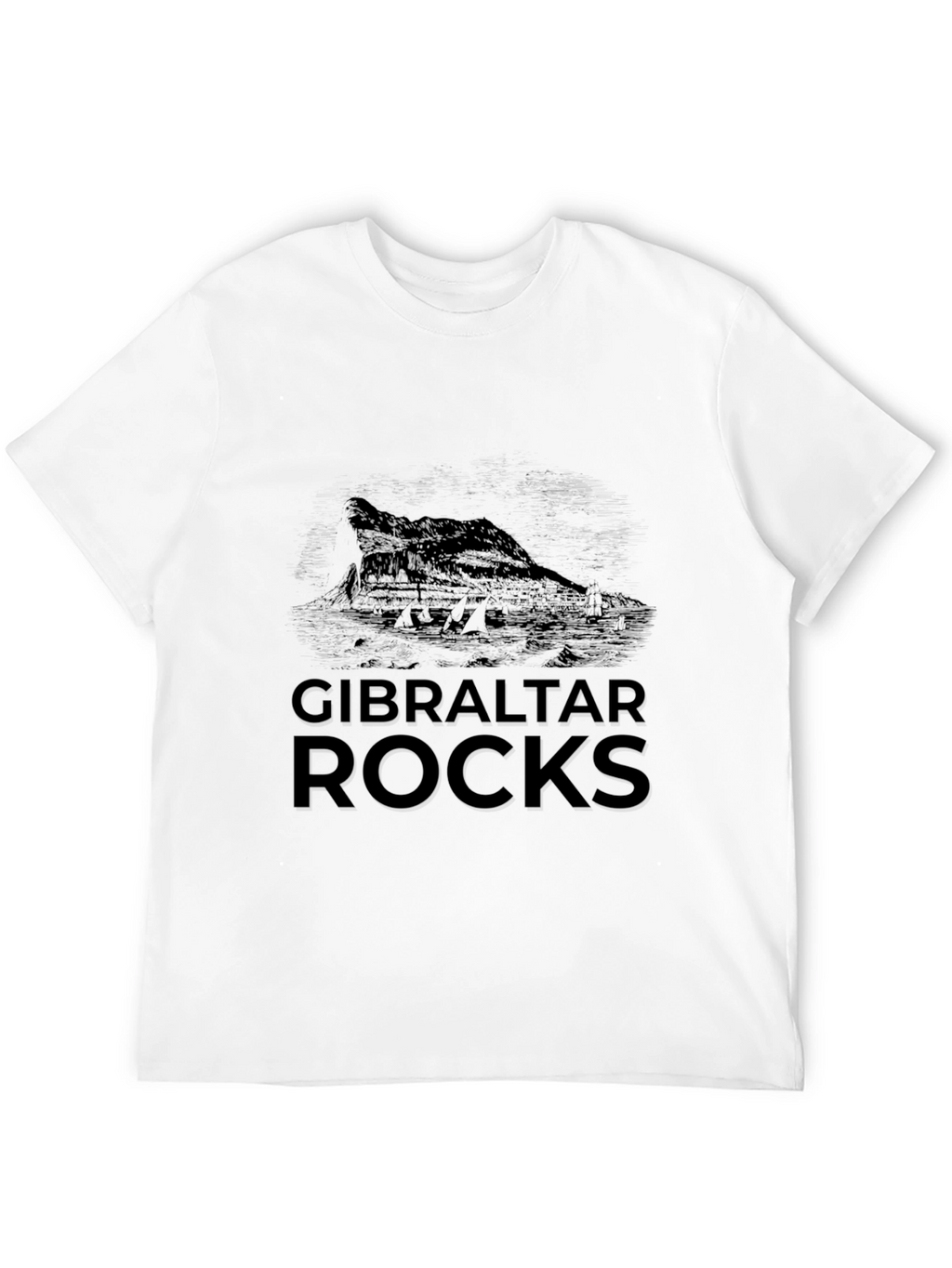 Gibraltar Rocks Graphic Tee - Black Cotton Casual T-Shirt