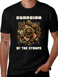 Guardian of the Stamps T-Shirt: Steampunk Gear Design