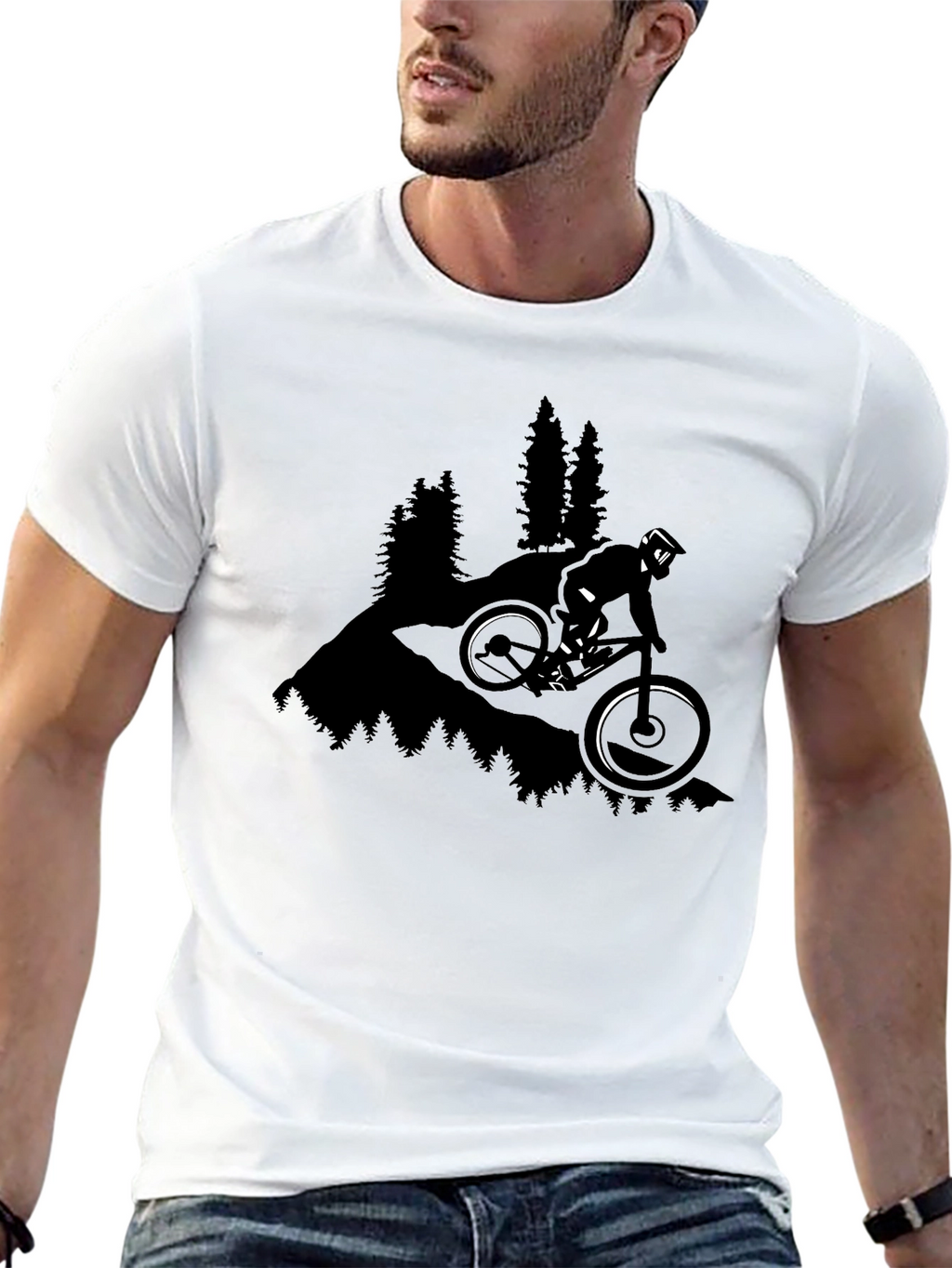 Mountain Biker Graphic Tee - Black Casual T-Shirt