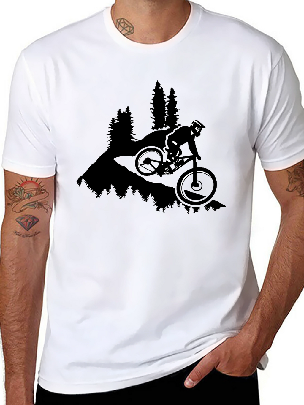 Mountain Biker Graphic Tee - Black Casual T-Shirt