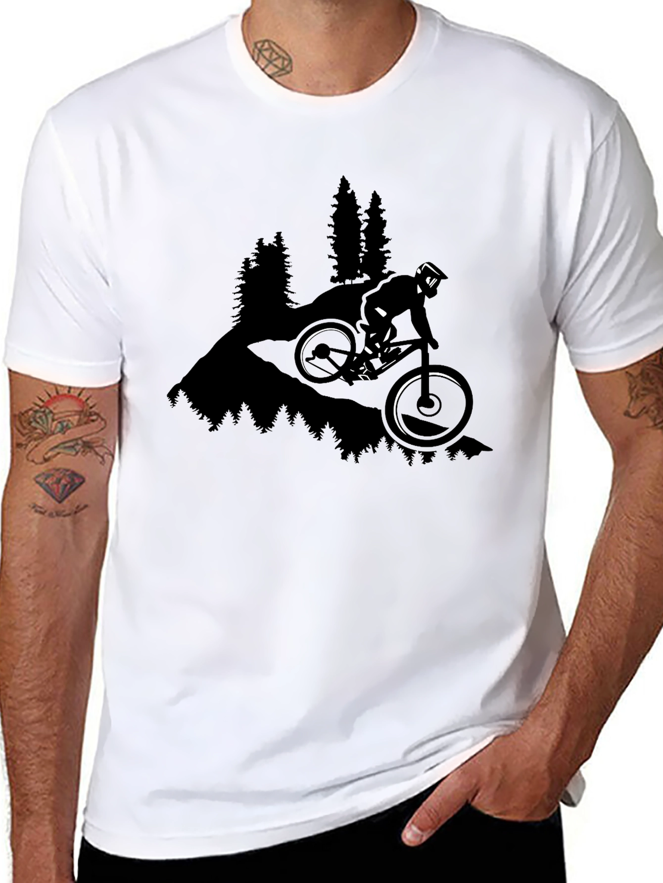 Mountain Biker Graphic Tee - Black Casual T-Shirt