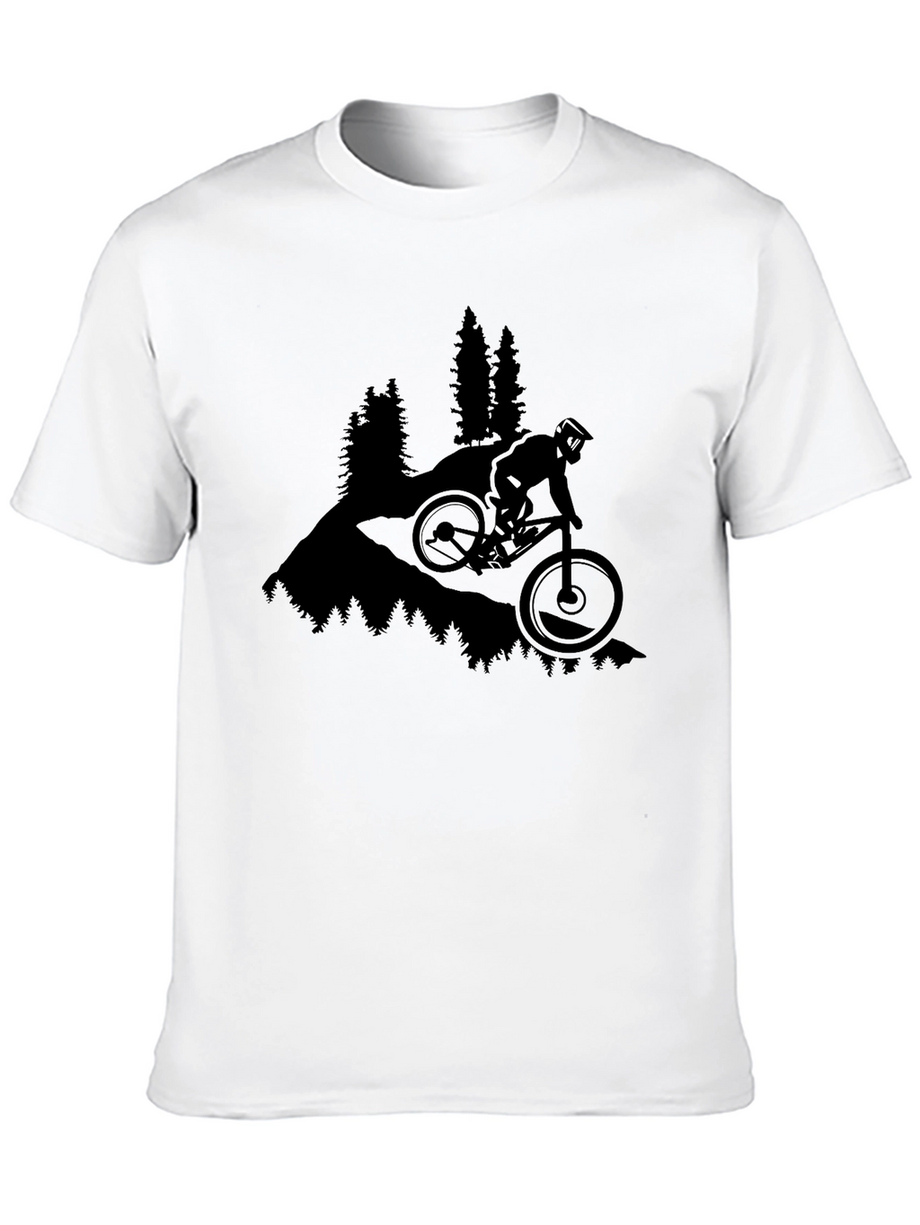Mountain Biker Graphic Tee - Black Casual T-Shirt