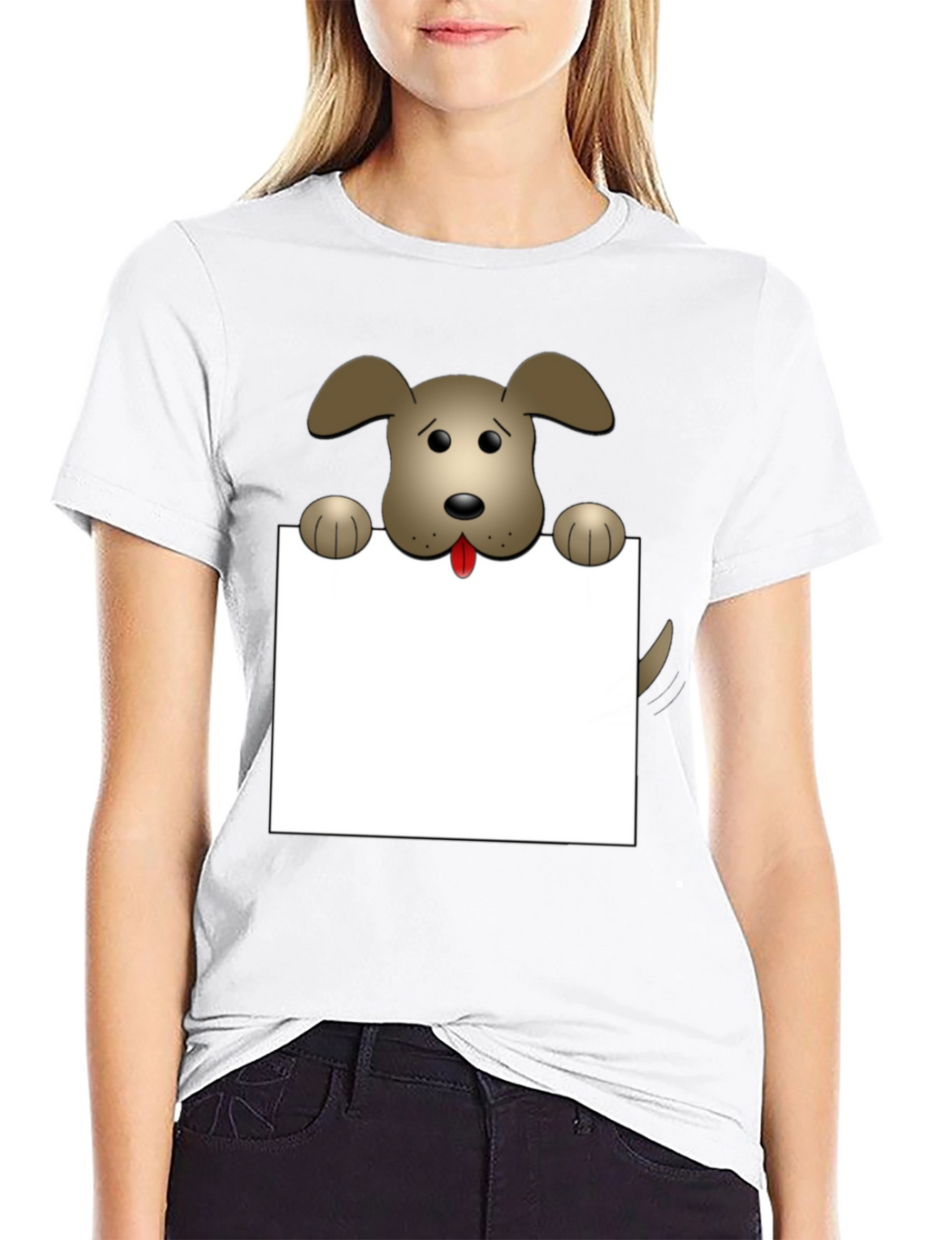 Cartoon Dog Graphic T-Shirt - Black