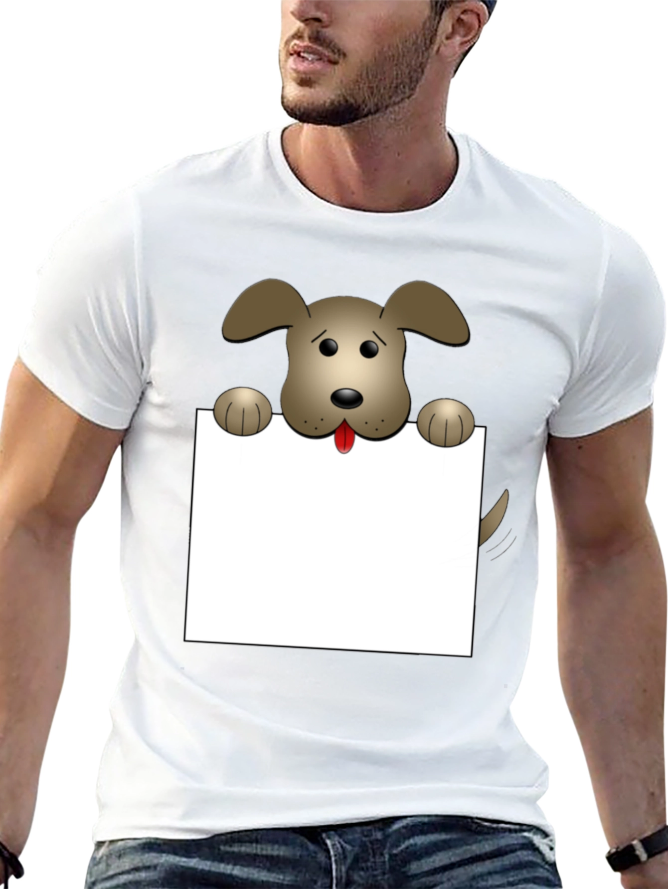 Cartoon Dog Graphic T-Shirt - Black