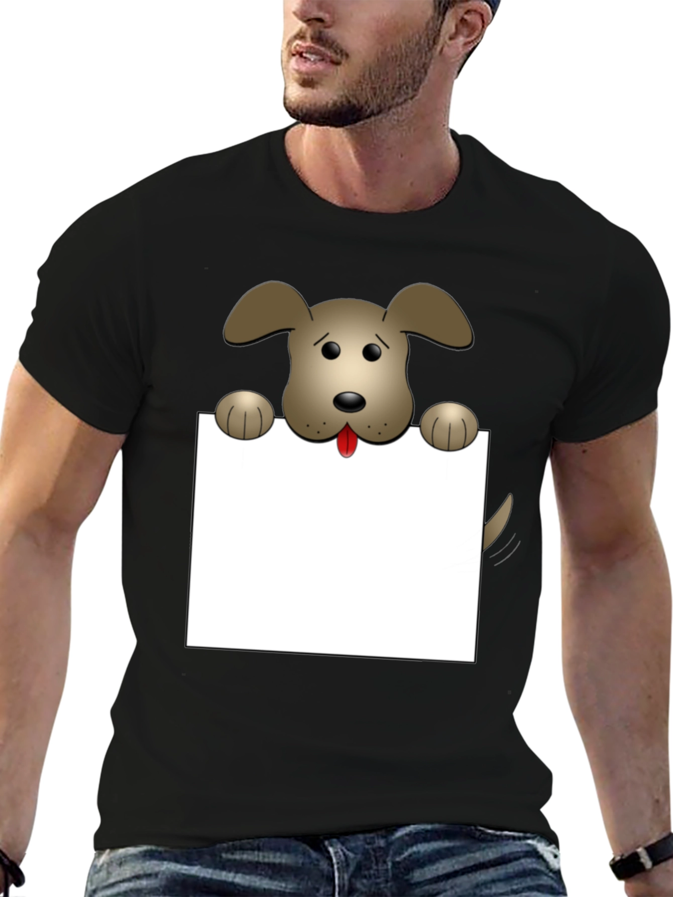 Cartoon Dog Graphic T-Shirt - Black