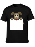 Cartoon Dog Graphic T-Shirt - Black