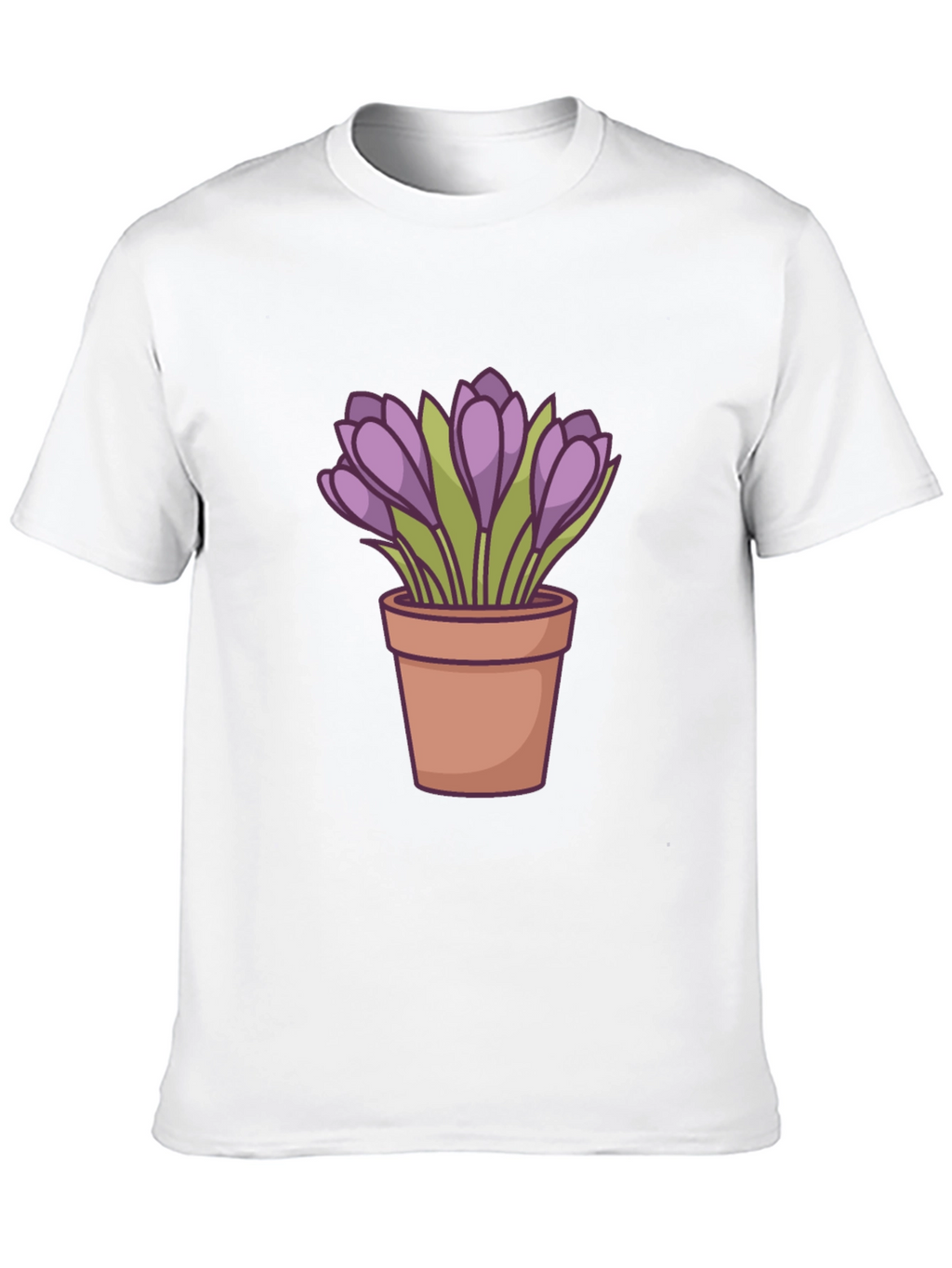 Crocus Flower Pot T-Shirt - Black Casual Tee
