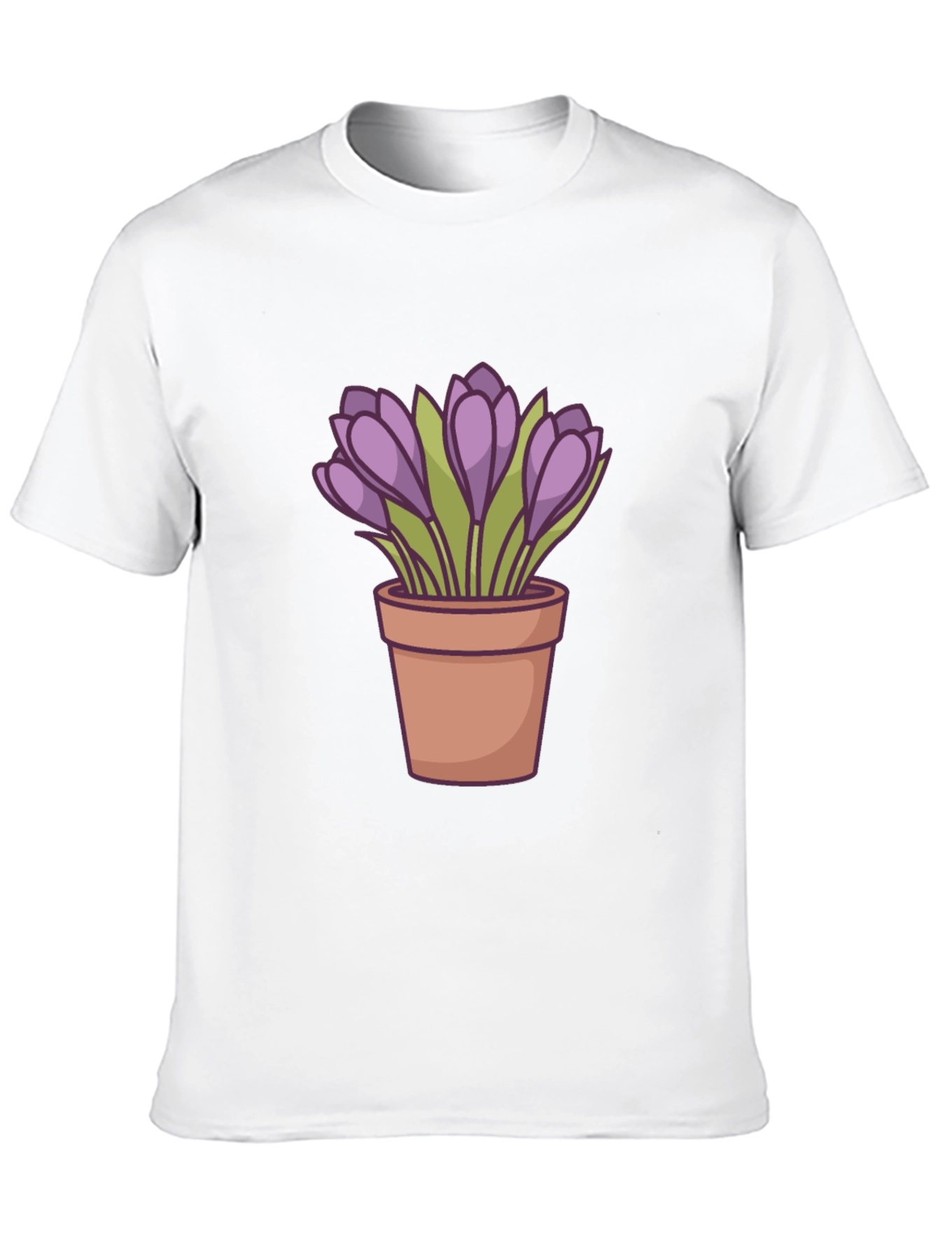 Crocus Flower Pot T-Shirt - Black Casual Tee