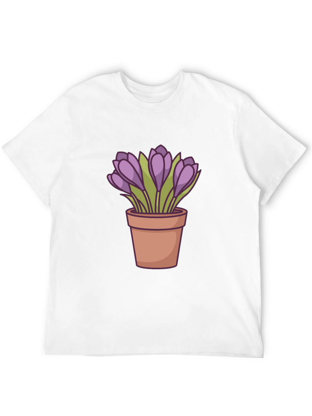 Crocus Flower Pot T-Shirt - Black Casual Tee