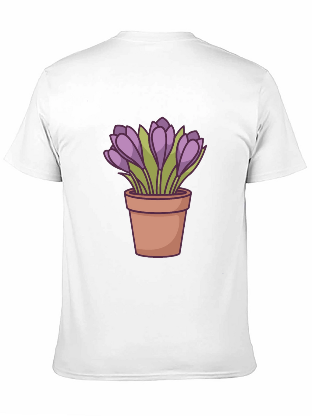 Crocus Flower Pot T-Shirt - Black Casual Tee