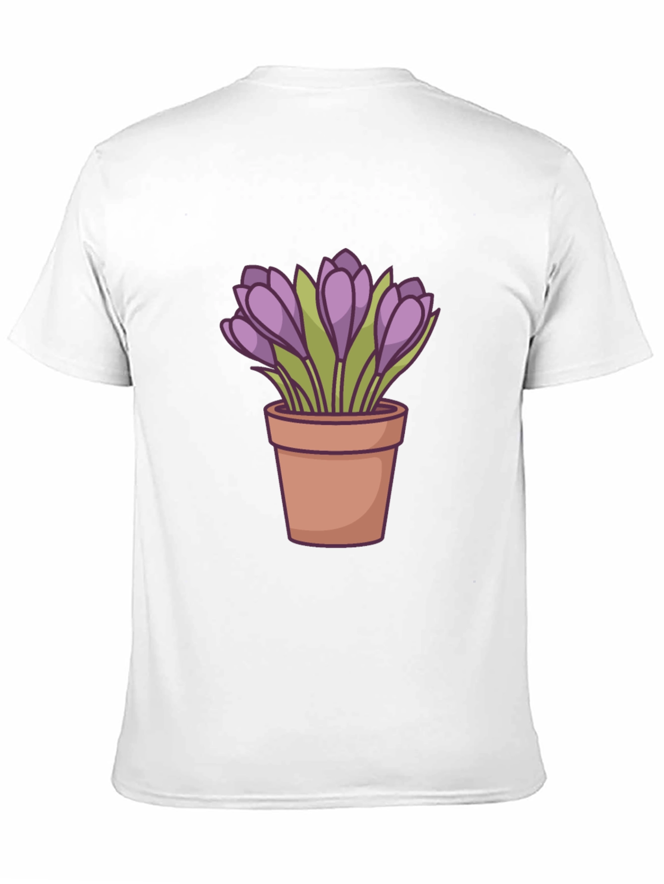 Crocus Flower Pot T-Shirt - Black Casual Tee