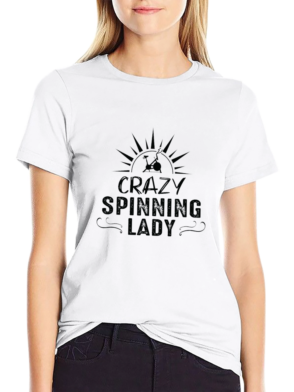 Crazy Spinning Lady T-Shirt - Indoor Cycling Apparel