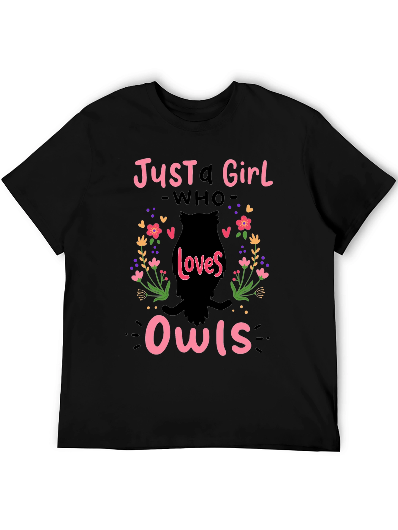 Just A Girl Who Loves Owls T-Shirt - Black