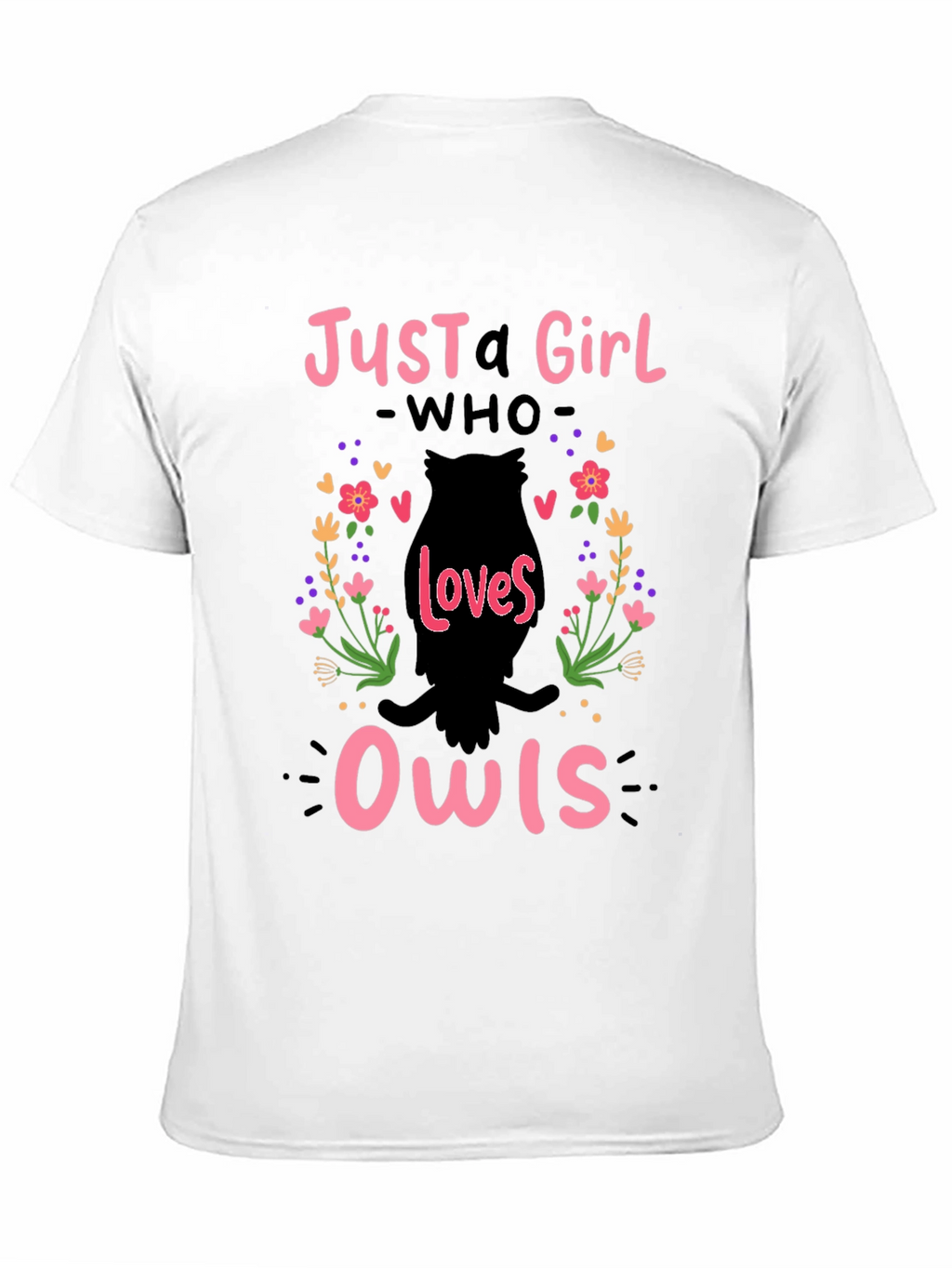 Just A Girl Who Loves Owls T-Shirt - Black