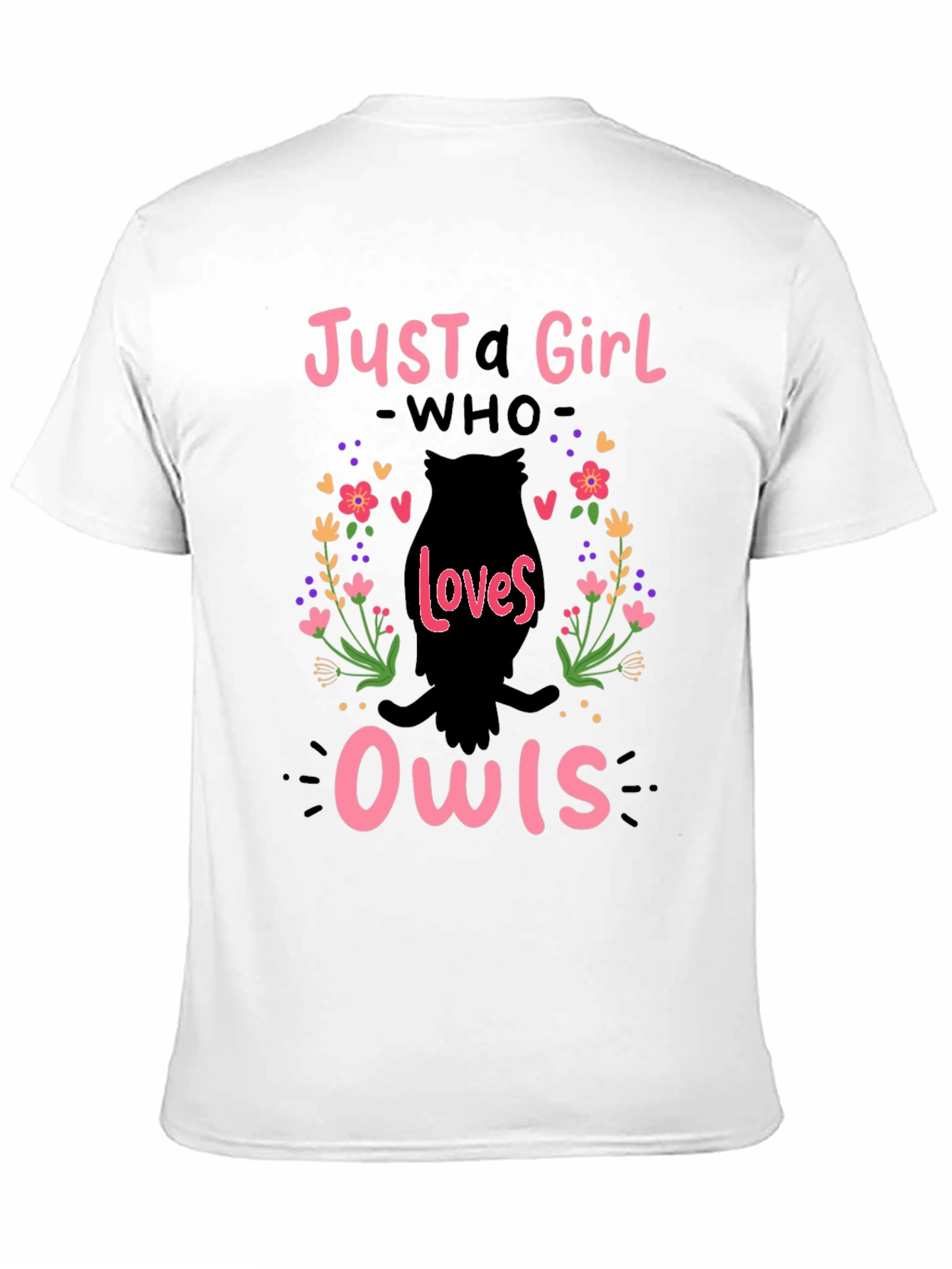 Just A Girl Who Loves Owls T-Shirt - Black