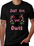 Just A Girl Who Loves Owls T-Shirt - Black