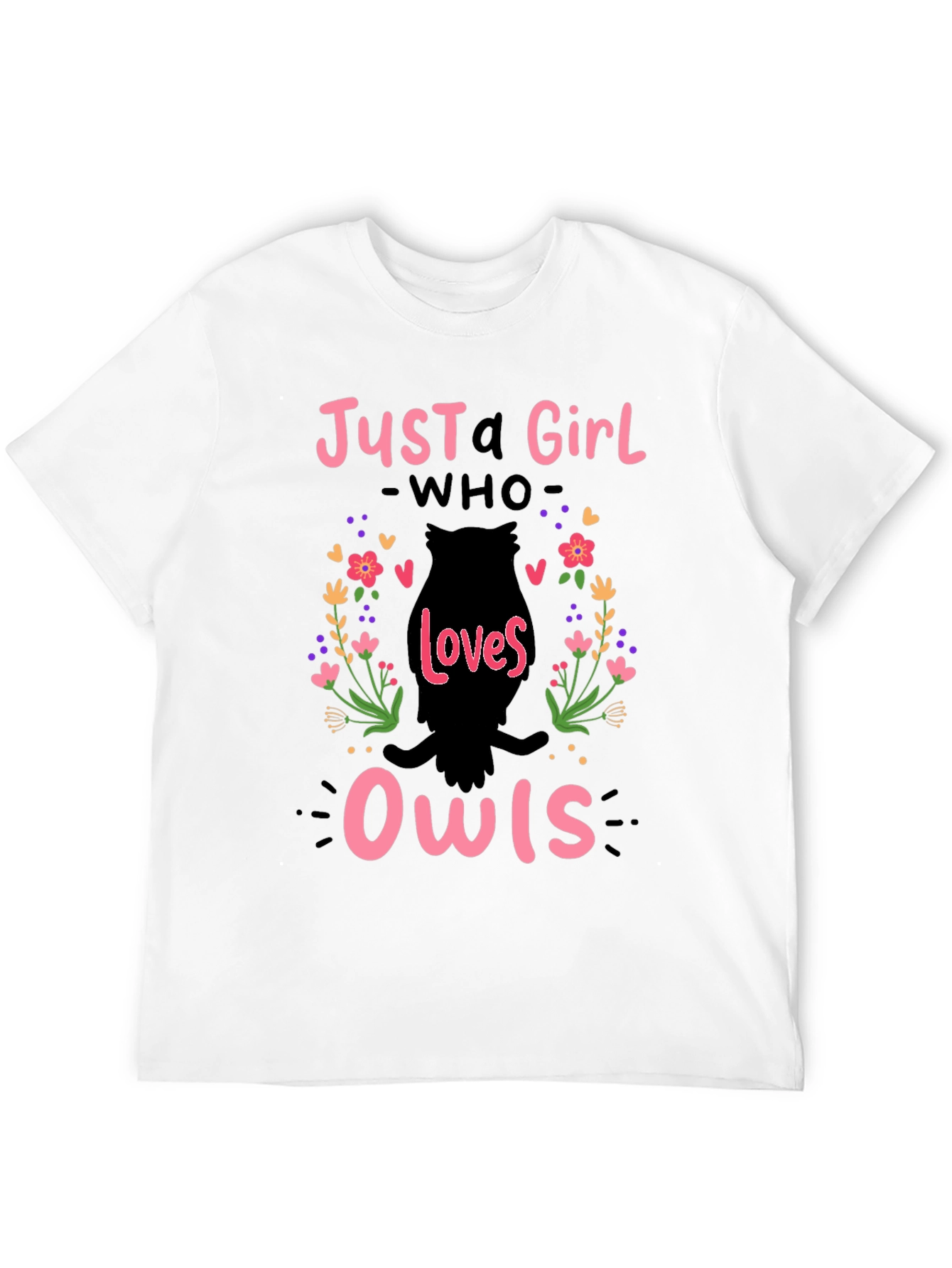 Just A Girl Who Loves Owls T-Shirt - Black
