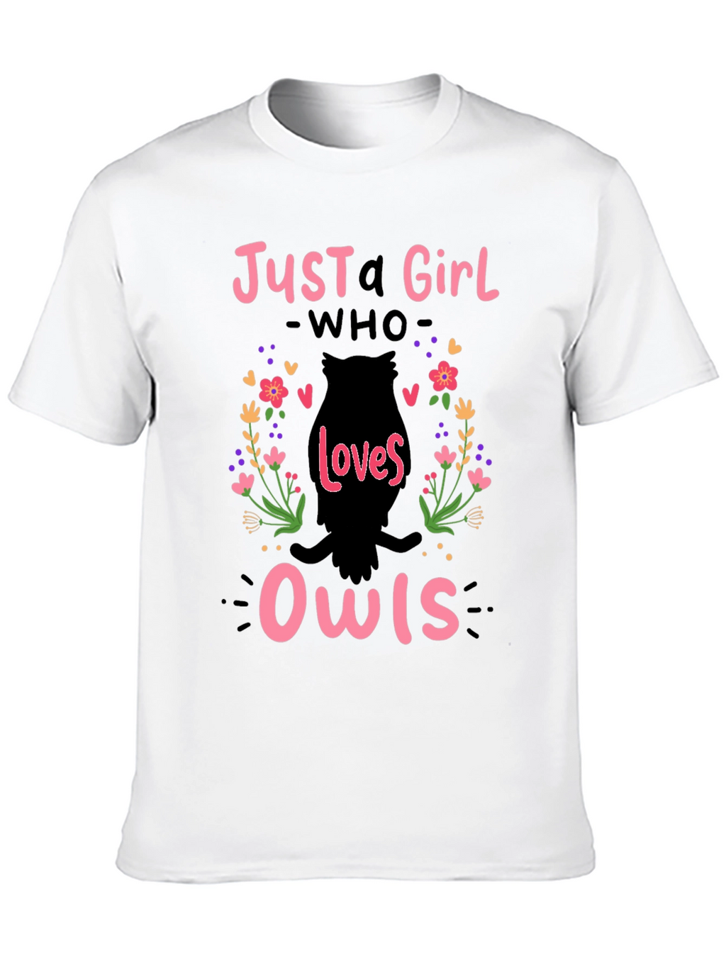 Just A Girl Who Loves Owls T-Shirt - Black