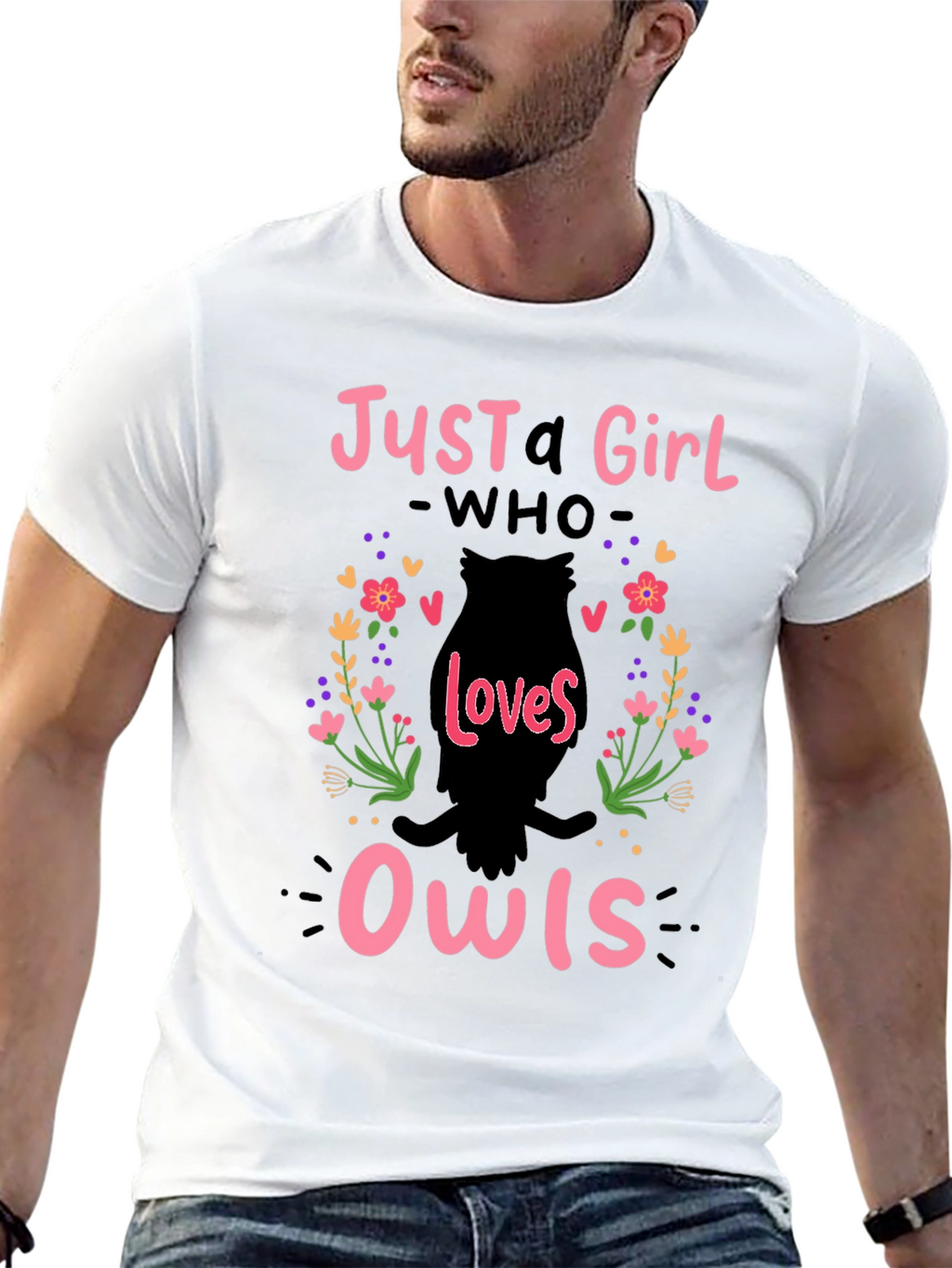 Just A Girl Who Loves Owls T-Shirt - Black