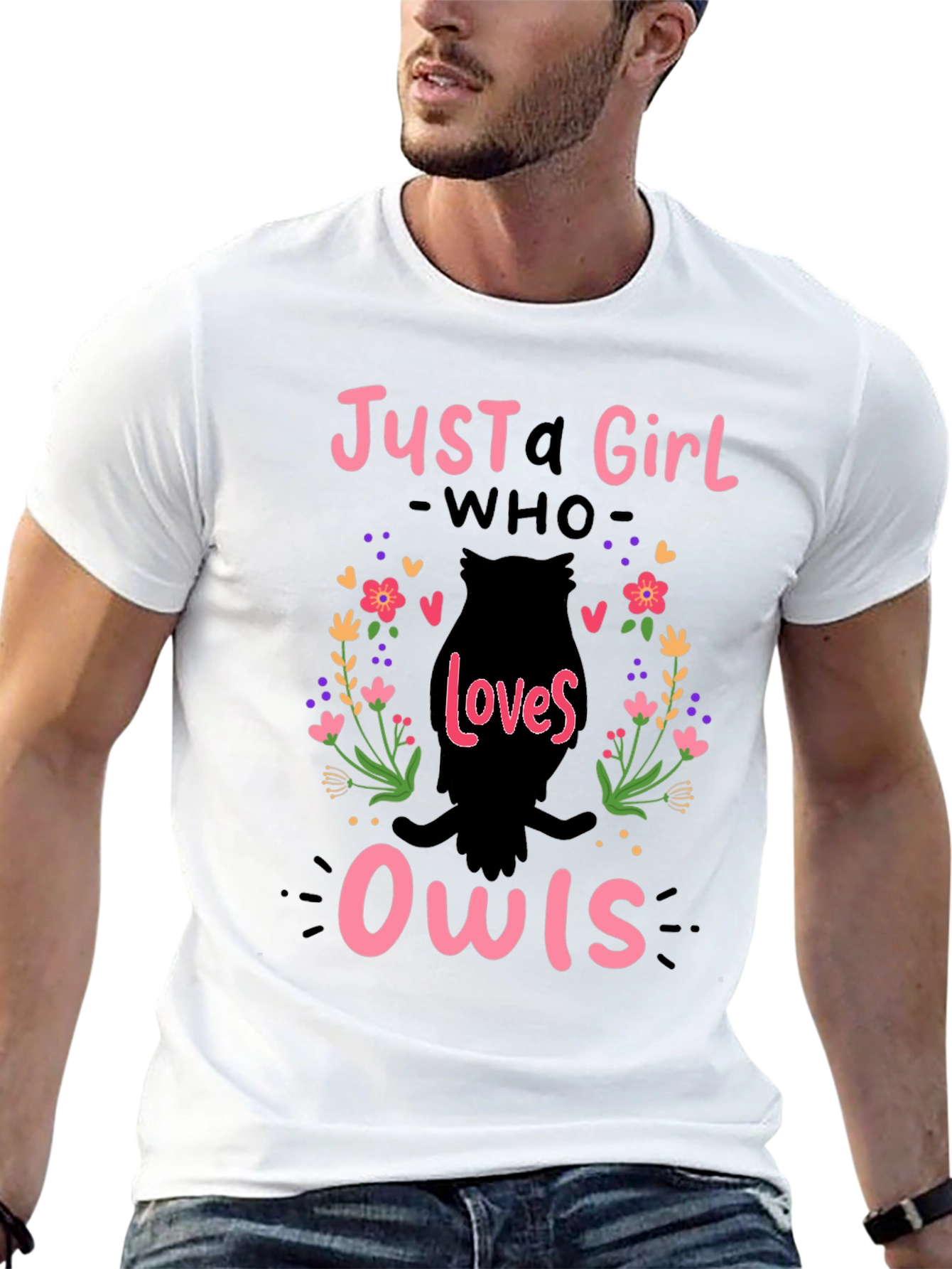 Just A Girl Who Loves Owls T-Shirt - Black