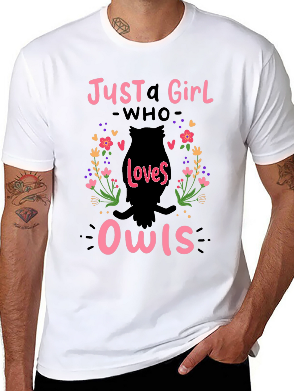 Just A Girl Who Loves Owls T-Shirt - Black