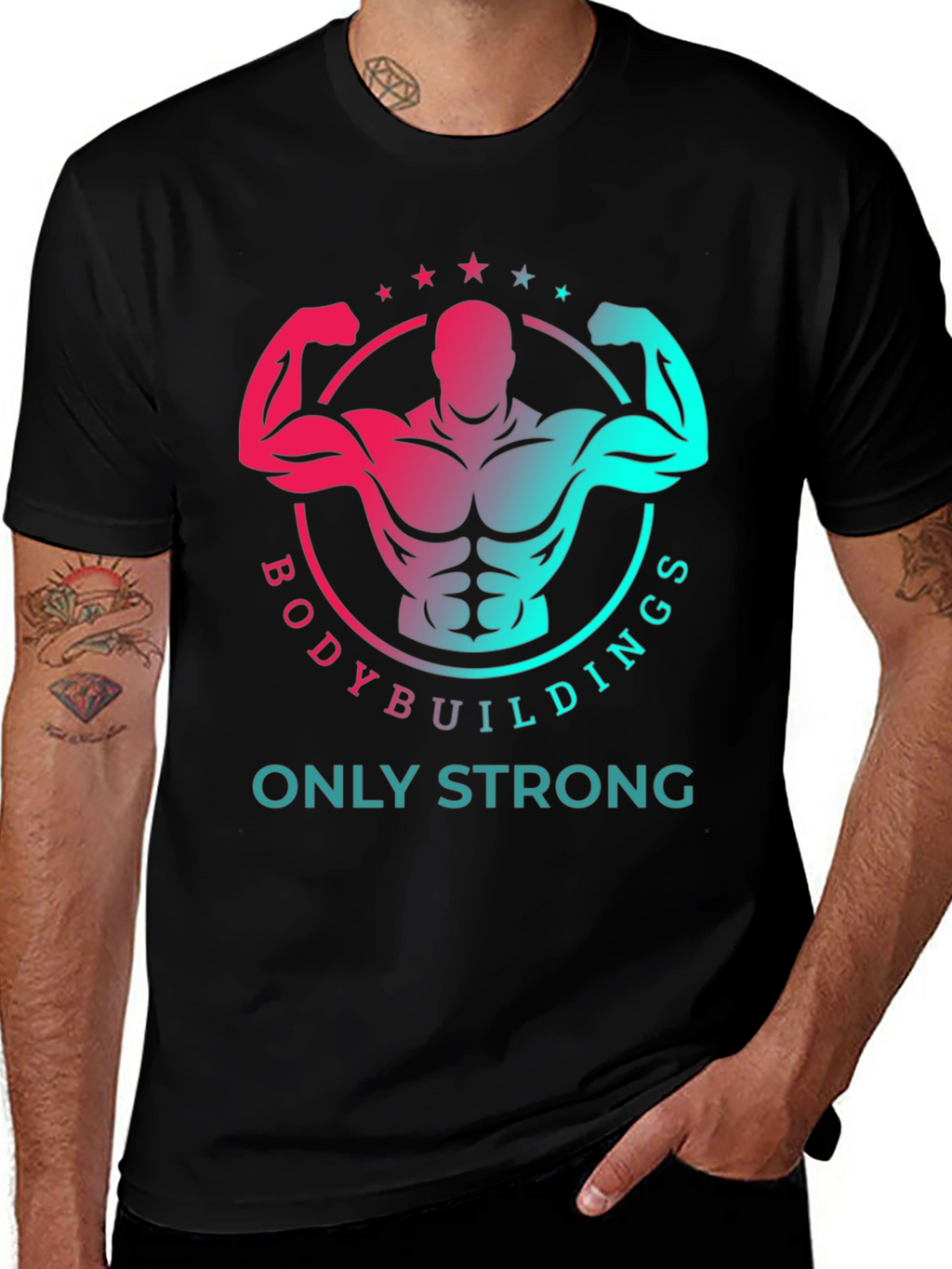 Bodybuilding Strong Graphic Print T-Shirt
