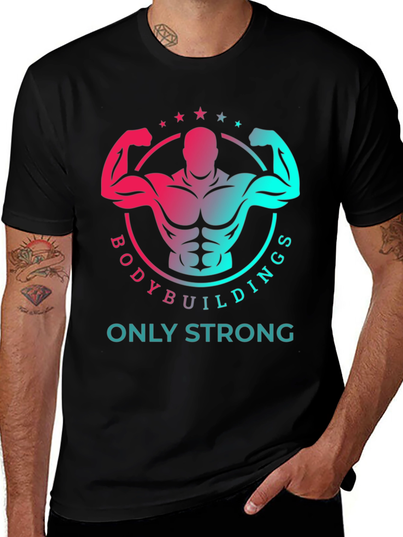 Bodybuilding Strong Graphic Print T-Shirt