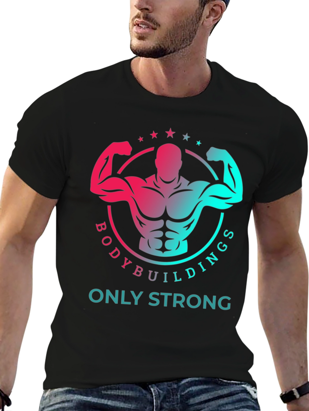 Bodybuilding Strong Graphic Print T-Shirt