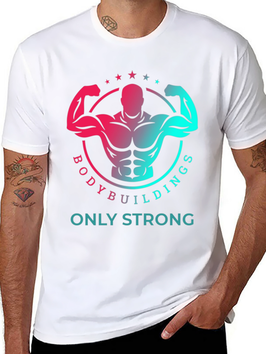 Bodybuilding Strong Graphic Print T-Shirt