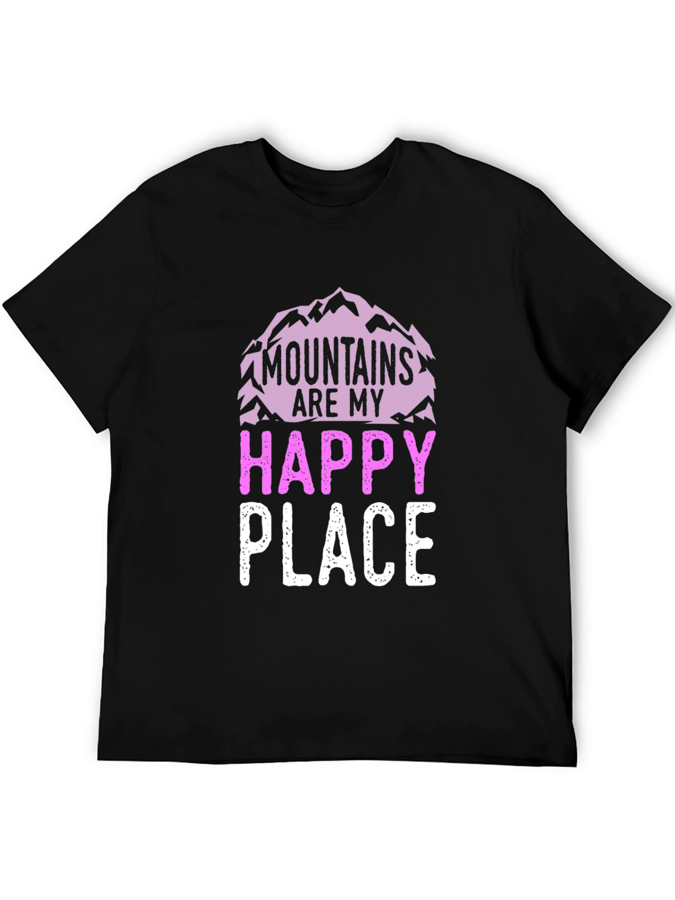 Mountains Are My Happy Place Black Graphic Tee