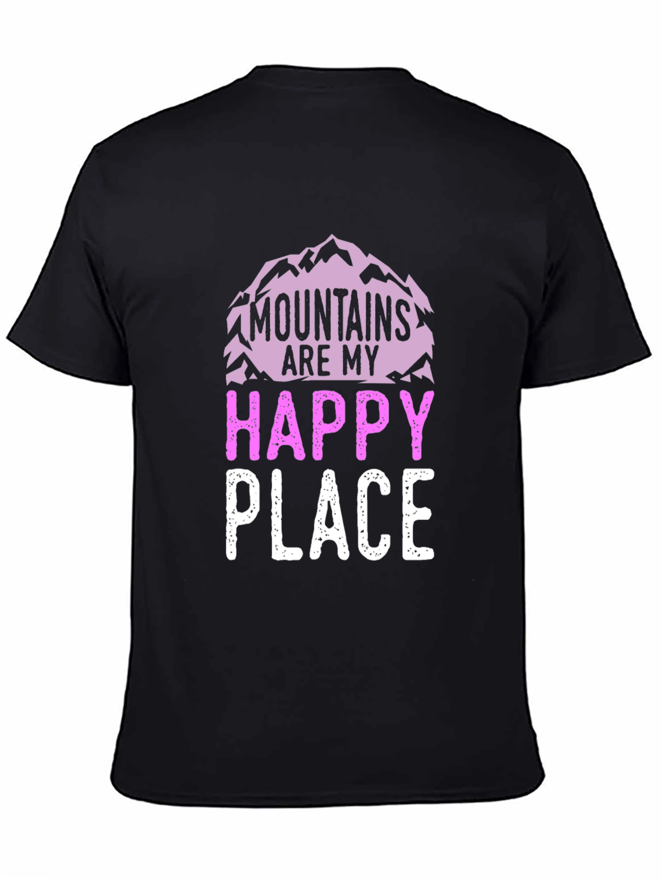 Mountains Are My Happy Place Black Graphic Tee